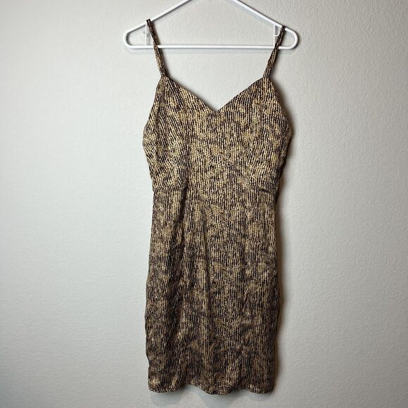Unknown Dresses & Skirts - Victoria King Dress Womens 8 Brown Animal Print Bodycon Spaghetti‎ Strap Midi